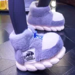 2025 Women's Winter Warm Shoes Plush Lining Indoor Slippers Couples Platform Heel High Top Snow Boots Female Male Home Slipper