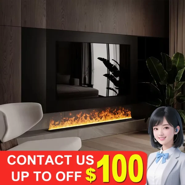 Smart water vapor fireplace, 3D flame effect, Tuya APP control,simulated burning wood sound, environmentally friendly humidifier