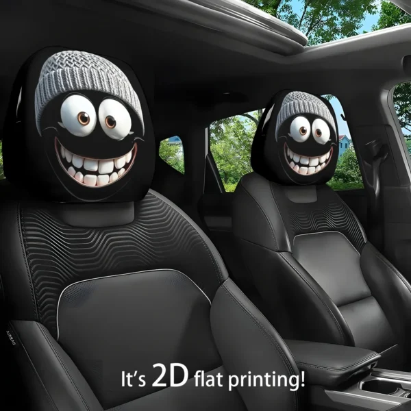 2 pieces of classic cartoon character knitted caps with cute expressions and smiling themes, car headrest covers, washable