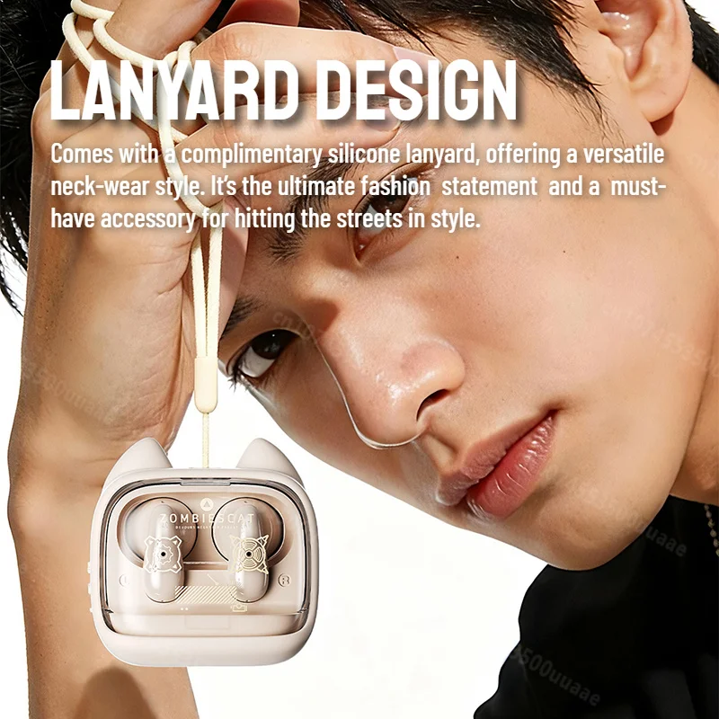 Zombiescat Touch Screen Bluetooth 6.0 Earphones ENC Call Noise Canceling Headphone HiFi Sound TWS Wireless EarBuds with Lanyard - Image 6