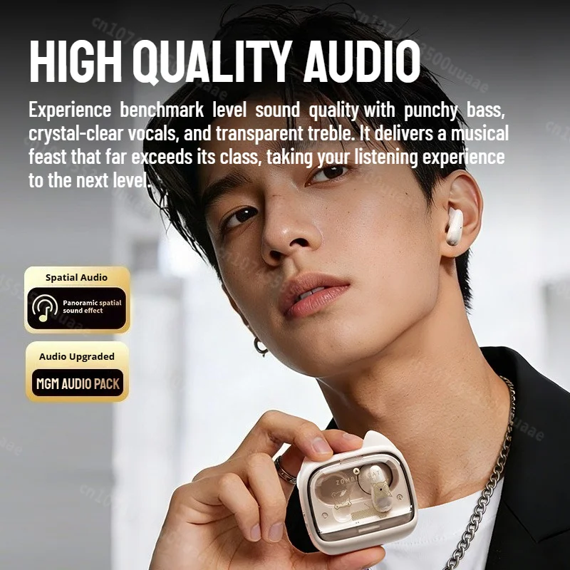 Zombiescat Touch Screen Bluetooth 6.0 Earphones ENC Call Noise Canceling Headphone HiFi Sound TWS Wireless EarBuds with Lanyard - Image 4