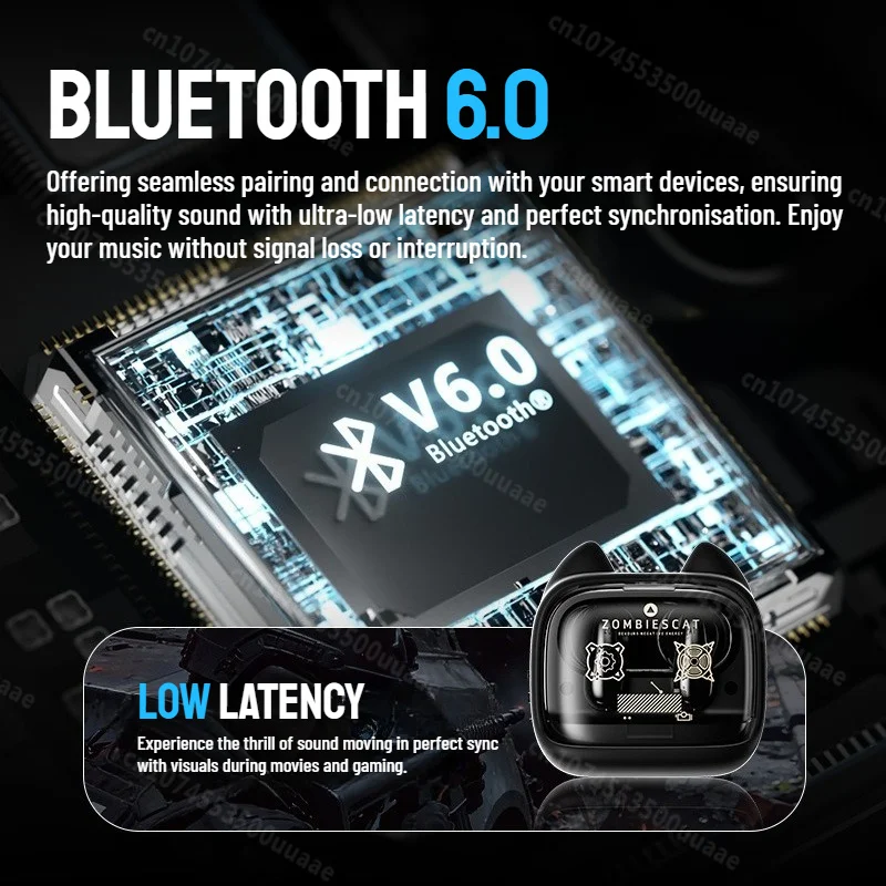 Zombiescat Touch Screen Bluetooth 6.0 Earphones ENC Call Noise Canceling Headphone HiFi Sound TWS Wireless EarBuds with Lanyard - Image 5