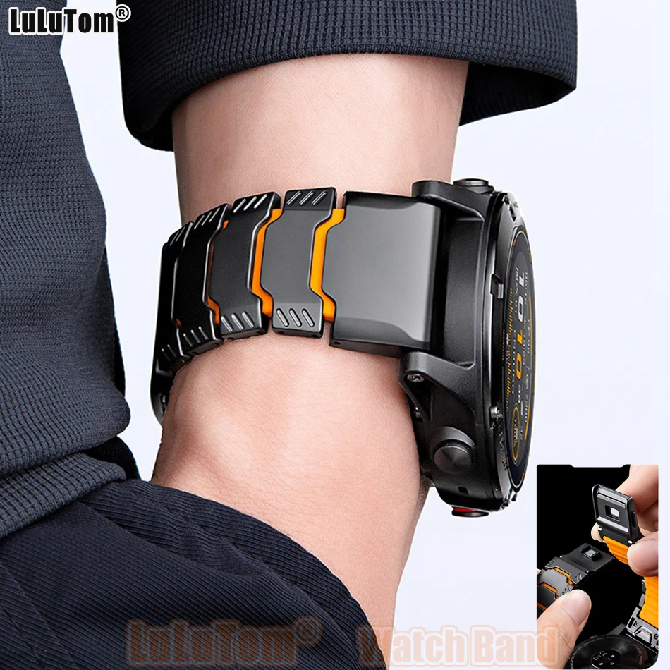 kf-S78d1d0569c9d44c98e97bd0f186e8fb3Z Titanium Silicone Magnetic Band for Garmin Watch Fenix 8 7X Pro 6X Enduro 3 Strap For Garmin Tactix 7Pro Instinct 2X 26mm Bands - Image 1